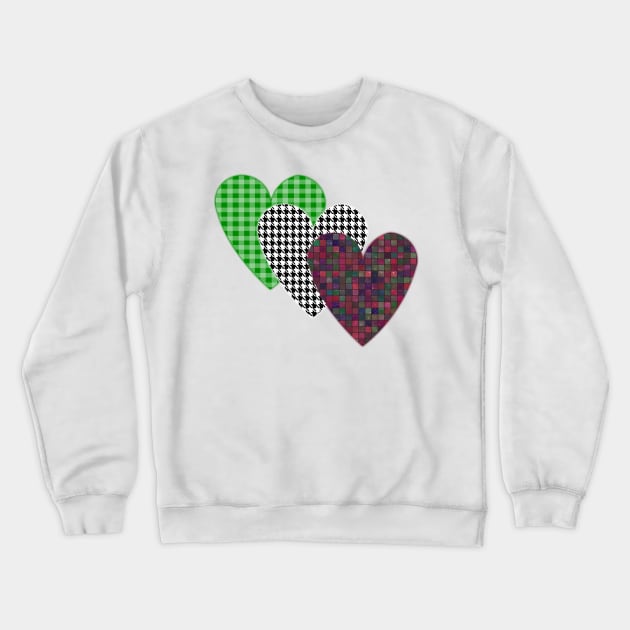 Striped Plaid Printed Heart Valentine's Day Crewneck Sweatshirt by Nicolas5red1